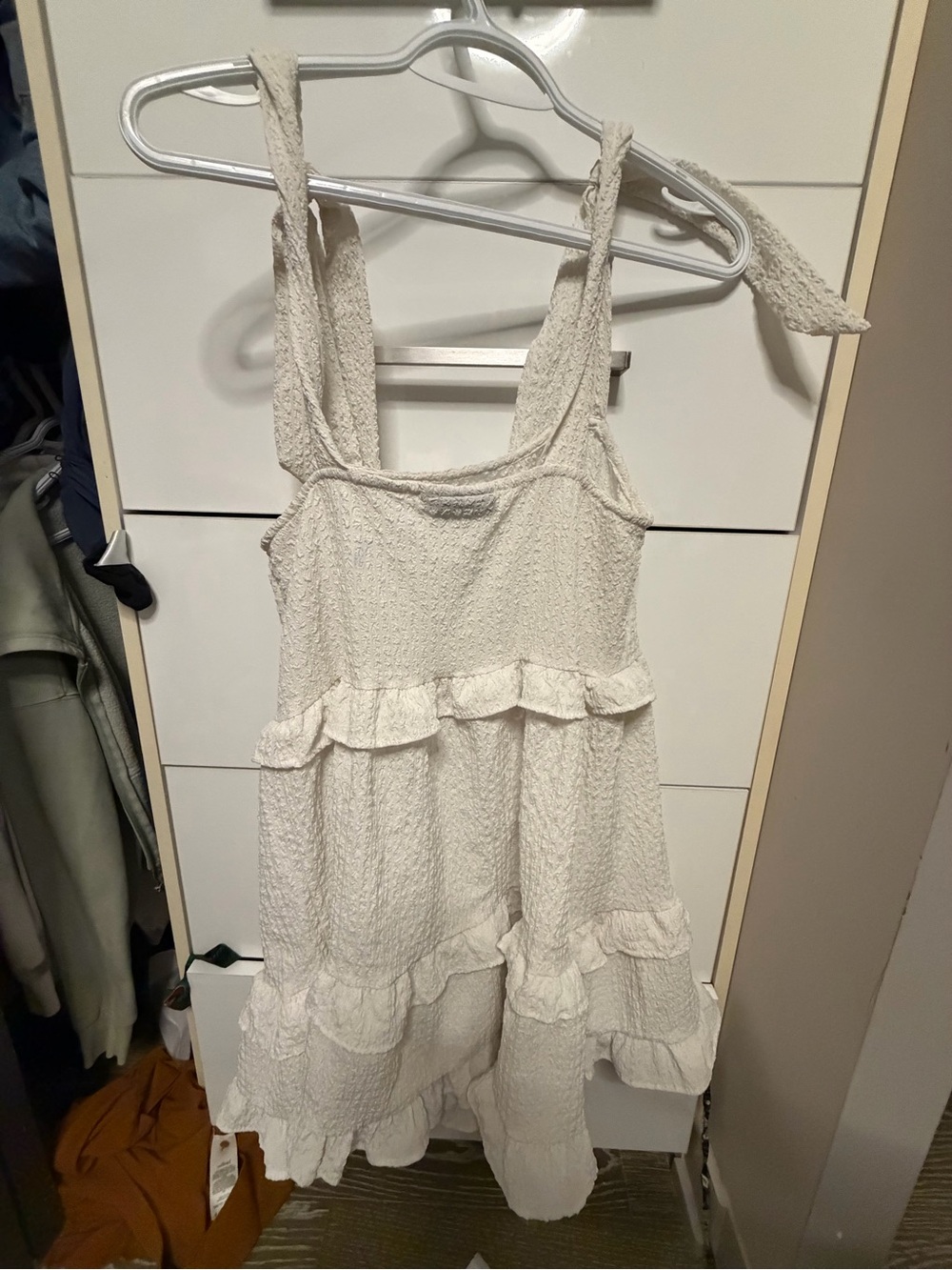 ASOS Cream Textured Ruffle Sundress - Picture 2 of 3